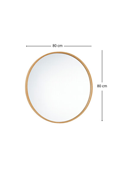 Ebticar Round Wooden Frame Mirror – 80×80 (Wood)