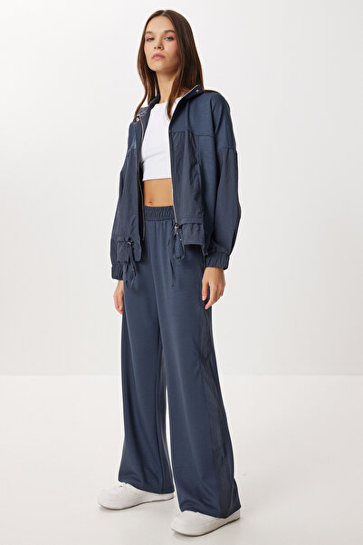 Lovelyİstanbul Mock Neck Parachute Paneled Modal Suit Lby0028 Smoked