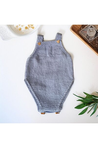 The Cloudish Shop Baby Hand-Knitted Romper Hat Set Blue 0-9 Months