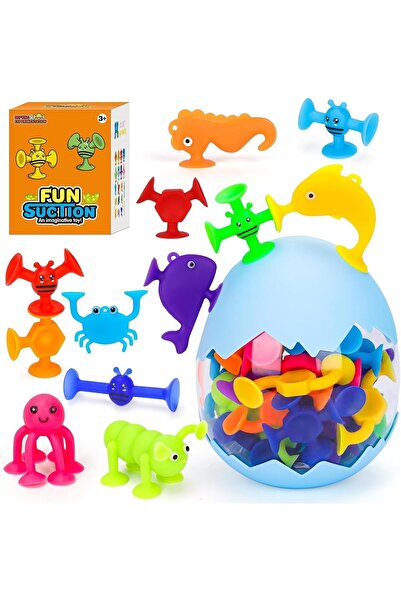 LinJie ألعاب استحمام للأطفال، أكواب شفط، لعبة شفط سيليكون، 30 قطعة من حيوانات...