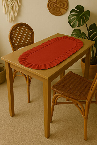 Belomia Home Collection Kadife Doku Oval Fırfırlı Mini Boy Runner | 30x80 cm ...