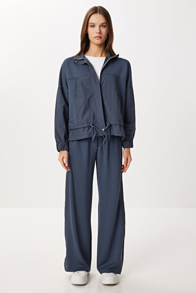 Lovelyİstanbul Mock Neck Parachute Paneled Modal Suit Lby0028 Smoked