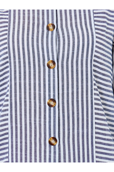 Take Two By Styli Striped Button Front Knee Length Shirt Dress