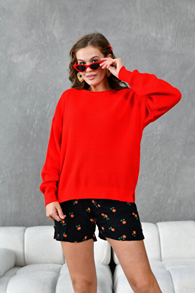 Park Karon Crew Neck Long Back Slit Transitional Knitwear Sweater