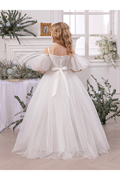 Take Two By Styli White Lace Insert Bow Detail Dress