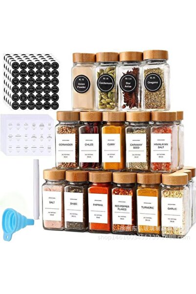 OEM Set of 12 Spice Containers, 120 ml, Aluminum Lid, 4 Accessories, Funnel, Labels, Marker