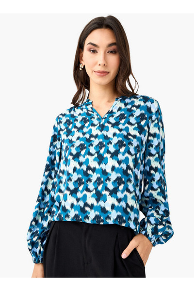 FAV Regular Fit Viscose Top with Mandarin Collar