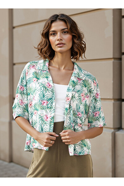 FAV All-Over Floral Print Rayon Boxy Shirt with Pocket
