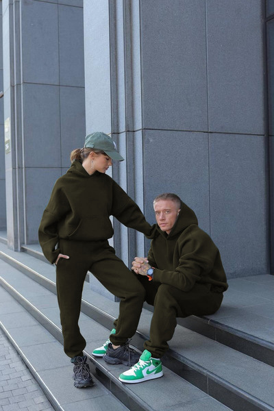 CMZ COLLECTİON Ειδικό σετ φόρμας για ζευγάρια, με χοντρό φλις φούτερ και παντ...