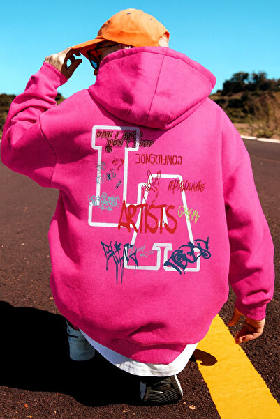 CLASSY.MODA “Hanorac negru pentru bărbați cu glugă – Graffiti colorat „Artist...