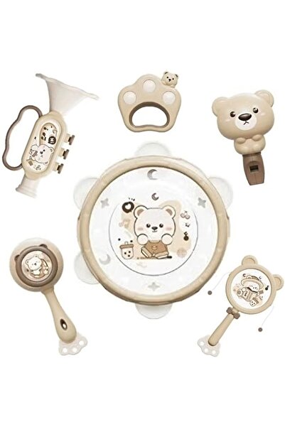 Generic 6-piece Infant Rattle Toy Set - Early Learning Musical Instruments, Non-toxic Teethers (Brown)