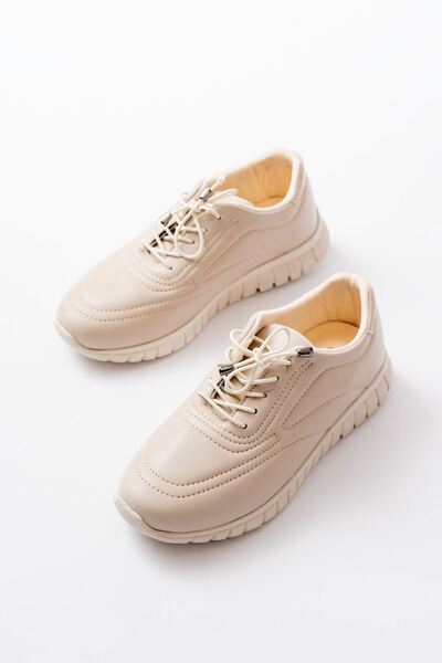 Zerenyus Zri̇n-504 Beige Lace-Up Orthopedic Daily Women's Sports Shoes