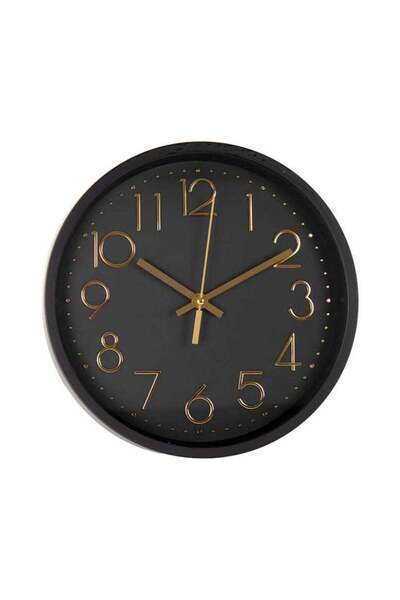 SUPPLIER Modern Black Wall Clock with Gold Numerals - Silent Movement, 30cm