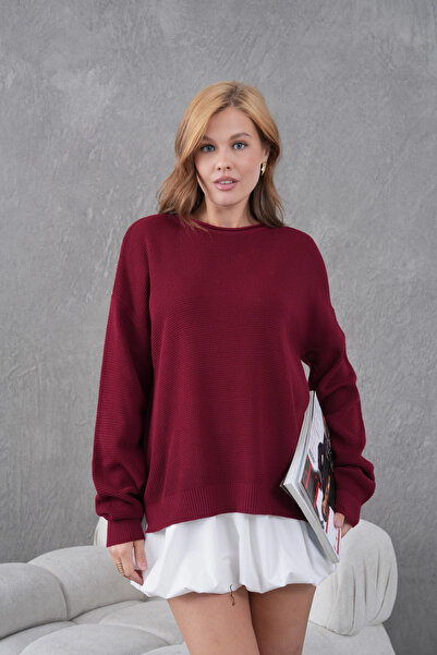 Park Karon Crew Neck Long Back Slit Transitional Knitwear Sweater