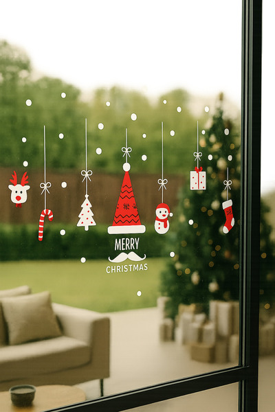 Empressco Цветна шапка и чорап Коледна електростатична стикера – многократно ...