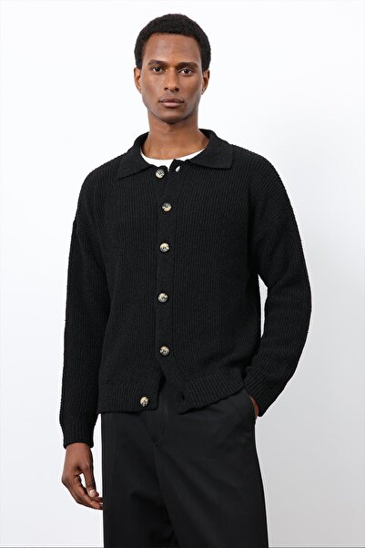 Antioch Black Knitted Sweater Men's Cardigan