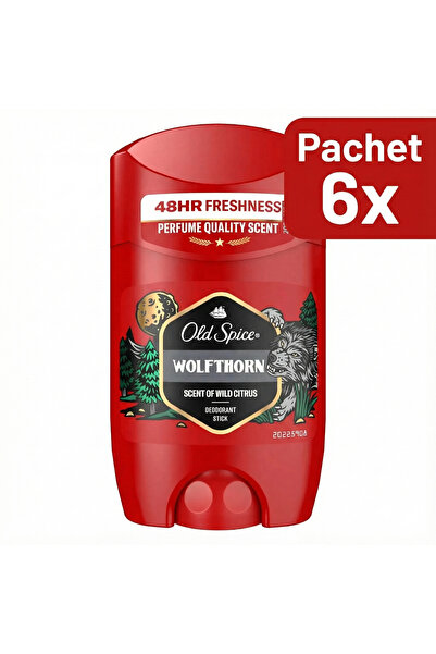 Old Spice Комплект от 6 броя дезодорант стик Wolfthorn, за мъже, 48-часова св...