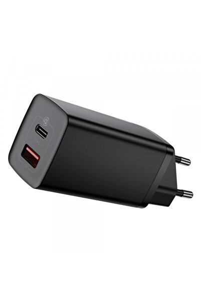 Baseus GaN2 Lite Power Adapter, 65W, 3A, 1 x USB-A - 1 x USB-C, Black CCGAN2L-B01