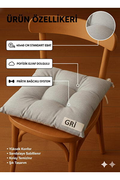 Mirayra Tekstil 4-Piece Garden, Balcony, Living Room Chair Cushion, with Laces