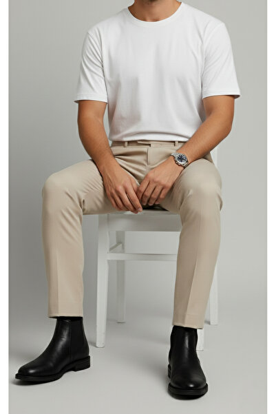 Bürke Men's Beige Color Quality Fabric Trousers