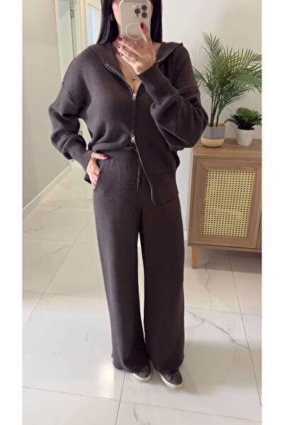 BİRCANÇİL Md Hugs Coffee Zippered Hooded Set