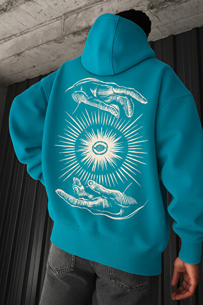 CLASSY.MODA “Hanorac cu glugă cu 3 fire k cu glugă buzunare cangur, ilustrați...