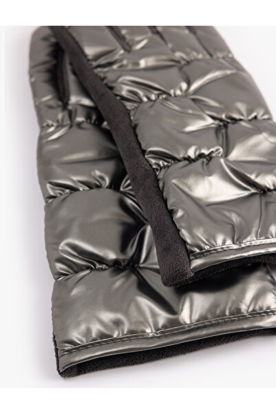 Koton Faux Suede Metallic Shiny Look Inflatable Gloves