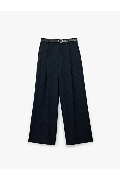 Koton Wide Leg Fabric Baggy Pants with Pocket and Belt Detail