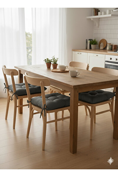 Mirayra Tekstil 4-Piece Garden, Balcony, Living Room Chair Cushion, with Laces