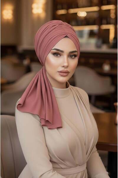 Aişe tesettür Dark Powder Buckle Evening Dress Bonnet Shawl