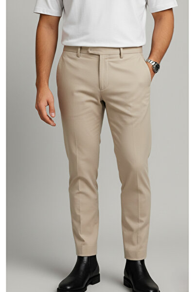 Bürke Men's Beige Color Quality Fabric Trousers