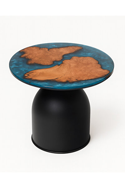 Nadisse El Yapımı Epoksi Sehpa - Doğal Ağaç Dokulu - Özel Tasarım