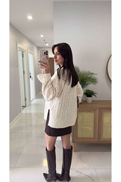 BİRCANÇİL Πλεκτά με σχέδιο με κρέμα κοράλλι