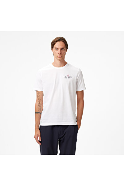 Tommy Hilfiger Erkek Regular Fit Pamuklu Yuvarlak Yaka Kısa Kollu Beyaz T-Shi...