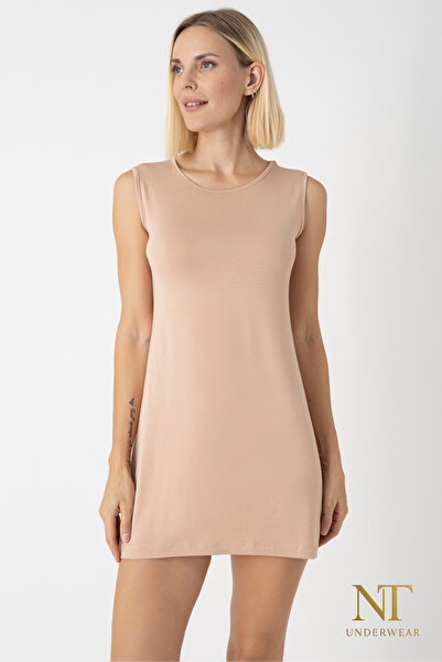 NT Underwear Bambu Sıfır Kol İçlik Elbise - Elbise Astarı - Kombinezyon