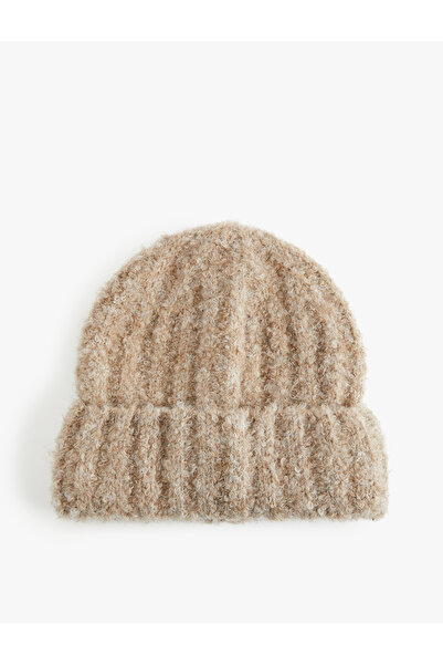 Koton Soft Textured Fold Detailed Knitted Beanie