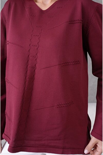 Fresh&Moda Women's Mother Stretchy Soft Textured V-Neck Slim Knitwear Sweater