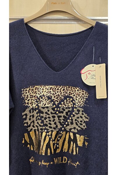 Park Moda Трикотажний светр з серцевим візерунком і камінцями