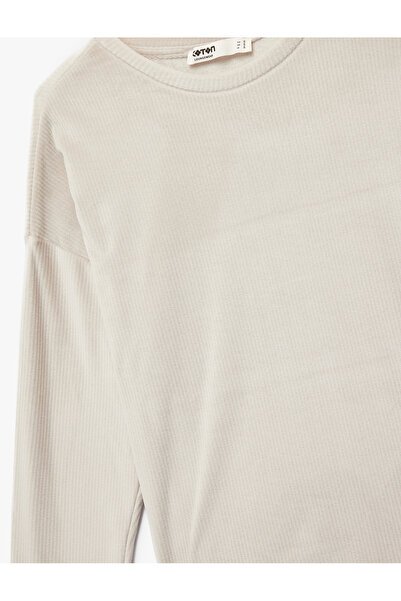 Koton Long Sleeve Crew Neck Comfortable Fit Pajama Top