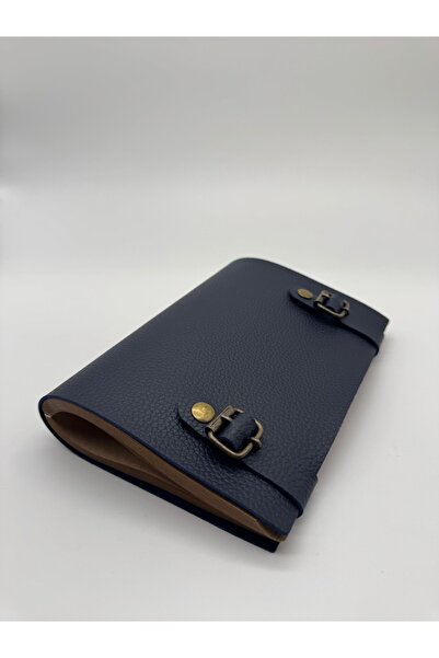 LAYDA دفتر ملاحظات موديل فلوتر من الجلد الصناعي باللون الأزرق الداكن