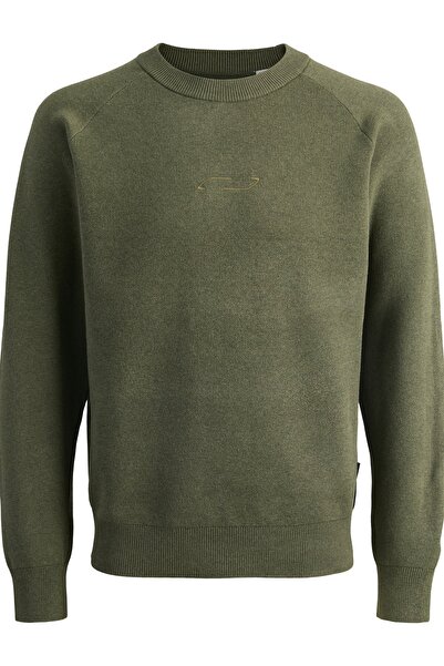 Jack & Jones Men's Khaki Sweater Model Code: (12282736) Jcofusıon Knit Crew Neck