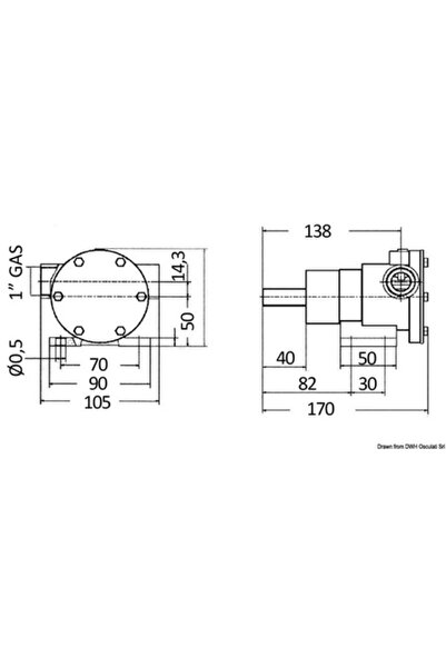 OSCULATI Pompa Nauco 335 cu etanșare inel de cauciuc, debit 46 L la 2000 RPM, corp bronz, rotoare neopren