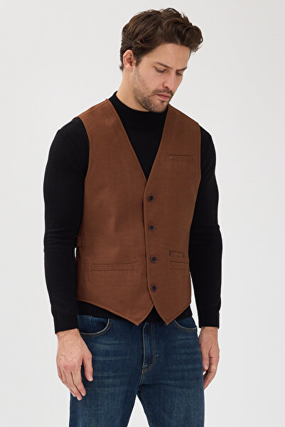 ABOUT US Modern Fit Buttoned V-Neck Vest # Yl4470