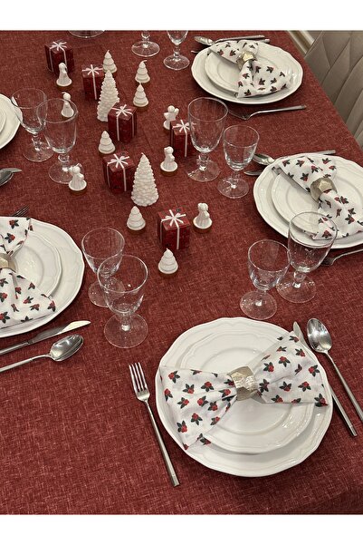 LUFA HOME Linen Effect Christmas Tablecloth Set