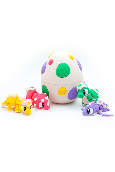 OEM Set of 4 Dinosaur Figures + Dinosaur Egg, Flexible Figures, 3D, Dino Set V1, 7 cm, Multicolor