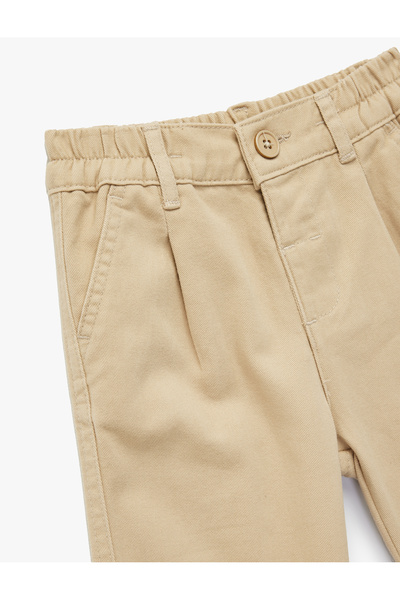 Koton Παντελόνι από βαμβακερό κορδόνι με ελαστική μέση και κουμπιά