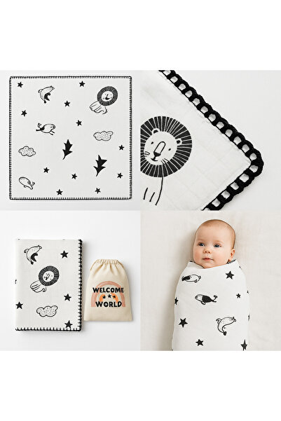 Attolya 120X120 Baby Swaddle, Baby Swaddle Blanket, 100% Cotton, Muslin, in a Gift Bag, for a Gift