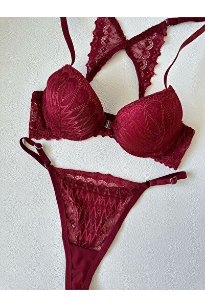 ARONA Σετ σουτιέν με δαντέλα με ανοιγόμενο μπροστινό μέρος - ΒΡΑΚΑΝΤΙΚΟ