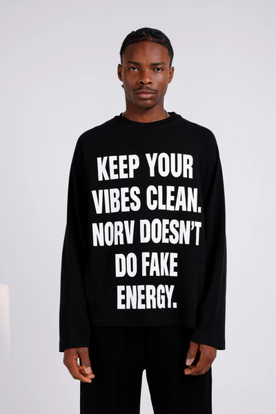 norv Waffle Woven Long Sleeve Oversized T-Shirt Boxy Cut