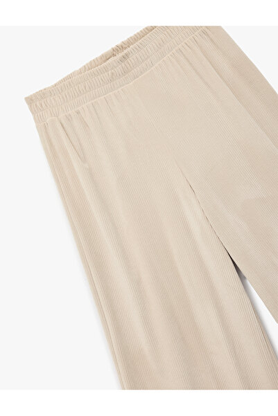 Koton Comfortable Fit Wide-Leg Pajama Bottoms with Pocket Detail